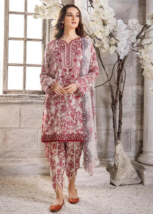 3 Pc Unstitched Digital Printed Lawn Suit Blushed 1 With Embroidered Patch