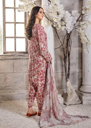 3 Pc Unstitched Digital Printed Lawn Suit Blushed 1 With Embroidered Patch