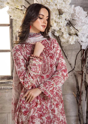 3 Pc Unstitched Digital Printed Lawn Suit Blushed 1 With Embroidered Patch