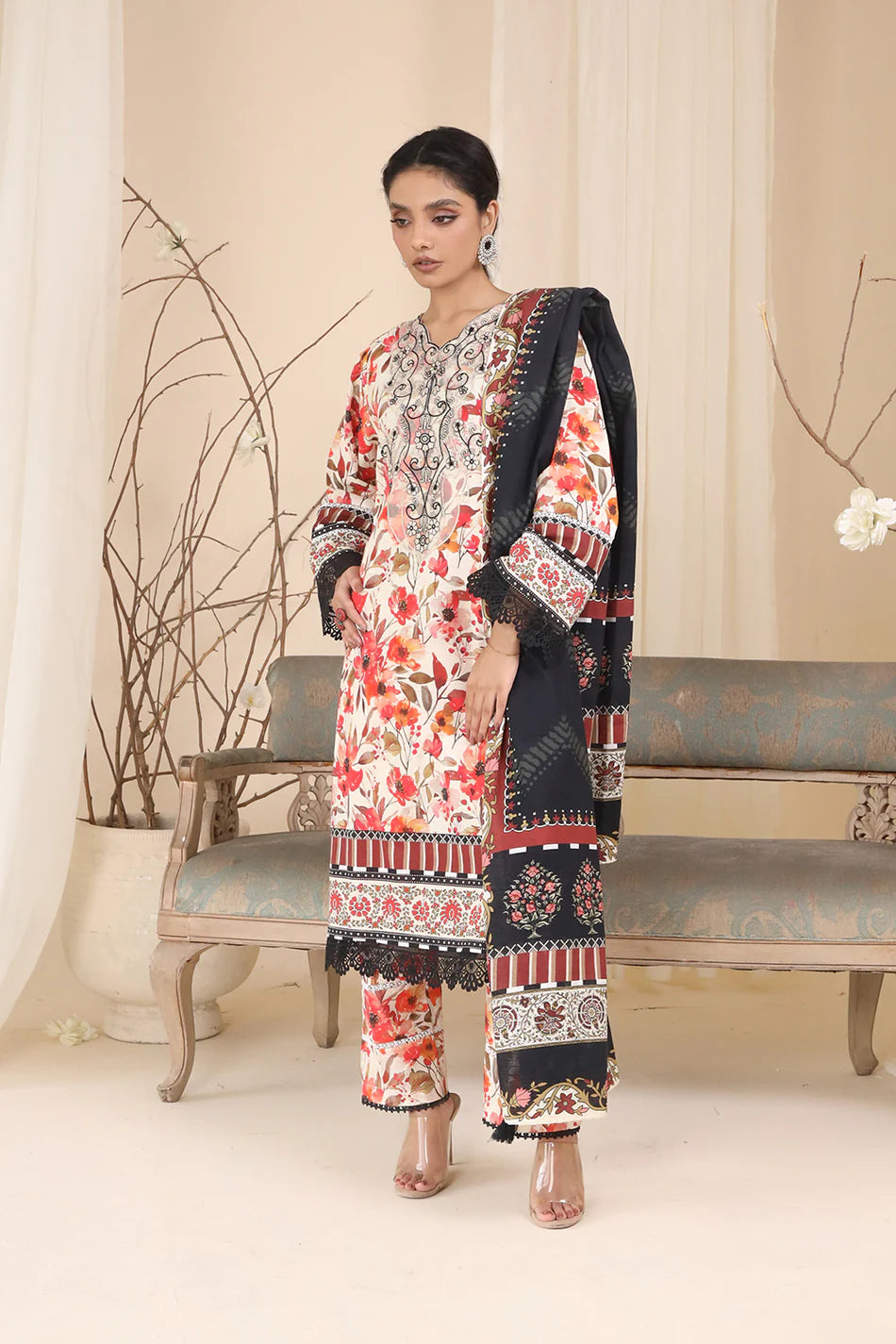 3 PIECE - EMBROIDERED KHADDAR MYS-3PW24-03