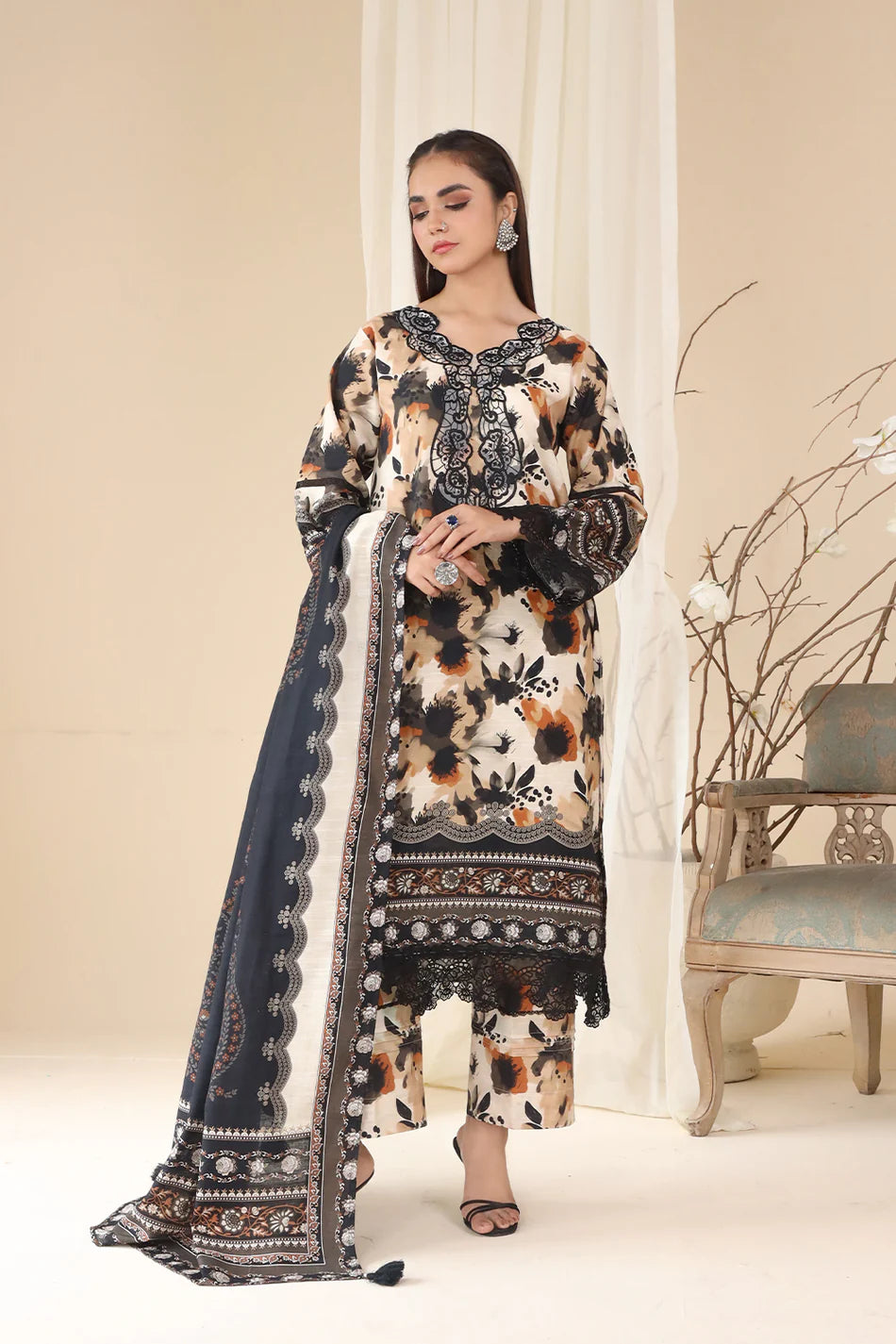 3 PIECE - EMBROIDERED KHADDAR MYS-3PW24-02