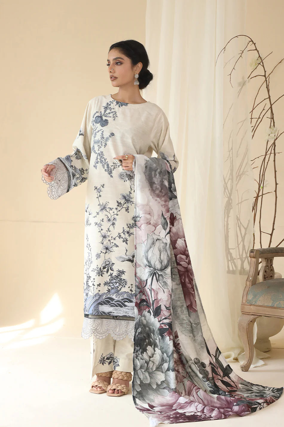 3 PIECE - EMBROIDERED KHADDAR MYS-3PW24-04