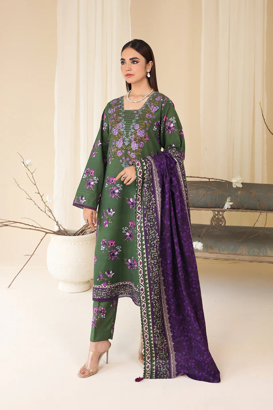 3 PIECE - EMBROIDERED KHADDAR MYS-3PW24-10