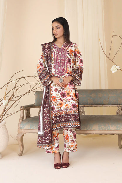 3 PIECE - EMBROIDERED KHADDAR - MYS-3PW24