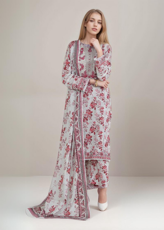 3 Pc Unstitched Digital Printed Lawn Suit - SR-6716