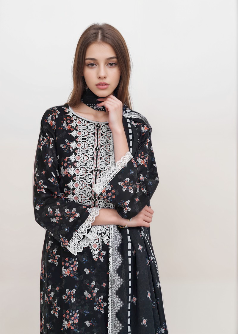 3 Pc Unstitched Digital Printed Lawn Suit - SR-8236