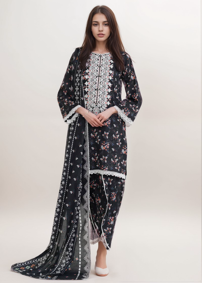 3 Pc Unstitched Digital Printed Lawn Suit - SR-8236