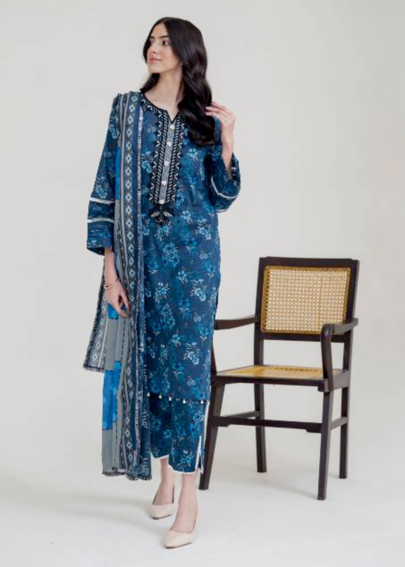 3 Pc Unstitched Digital Printed Lawn Suit - SR-4092