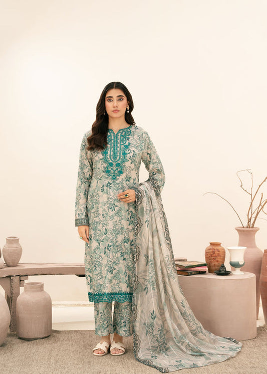 3 Pc Unstitched Digital Printed Lawn Suit Blushed 5189 With Embroidered Patch